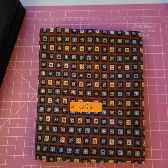 Vintage Tiny Floral in Squares on Brown Background 27" x 35" - Picture 1 of 3